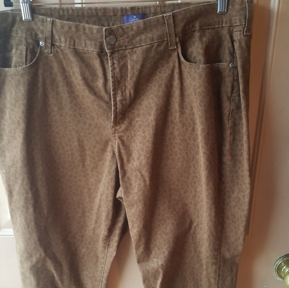 Leopard Print Pants Brushed Denim Soft